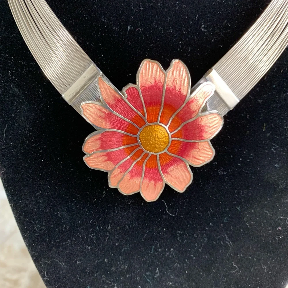 Gorgeous Enamel and Sterling Silver‎ Choker